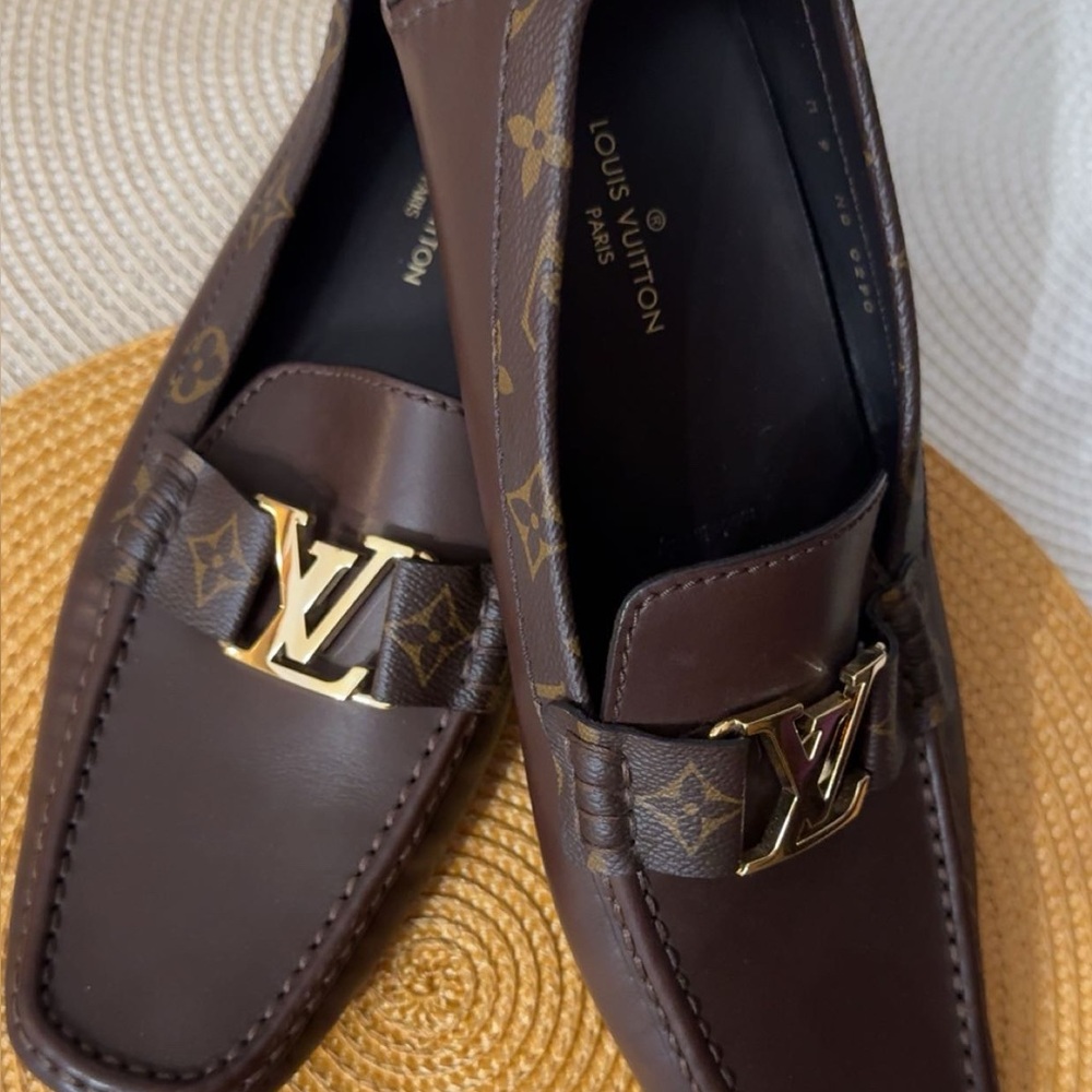 Louis Vuitton Dark Brown Loafers with Gold Accent
